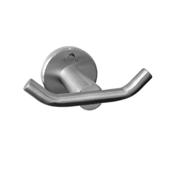 Dolphy Double Robe Hook - Brushed Stainless Steel Wall Mount Hanger for Bathroom, Kitchen & Wardrobe - Concealed Screw Fix