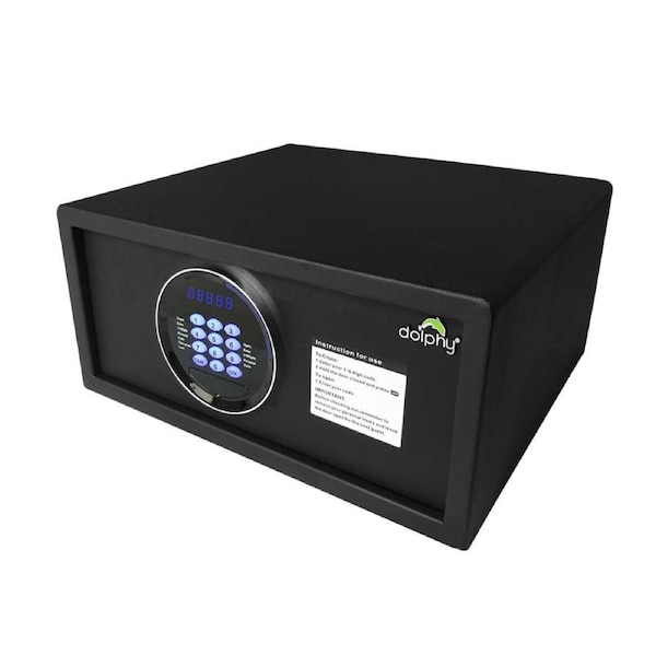 Dolphy Automatic Opening Digital Safe - Steel Security Safe 42x37x20 cm, Wall/Floor Mount, Black with Keypad Lock