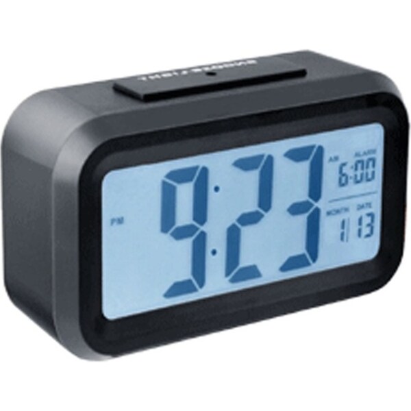 Sansai Black Calendar LCD Alarm Clock Date/Temp Digital Display Table/Desk/ Home