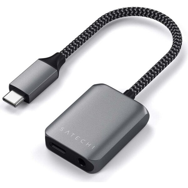 Satechi Braided USB-C PD to 3.5mm Audio Adapter For iPad Air/iMac Space Grey
