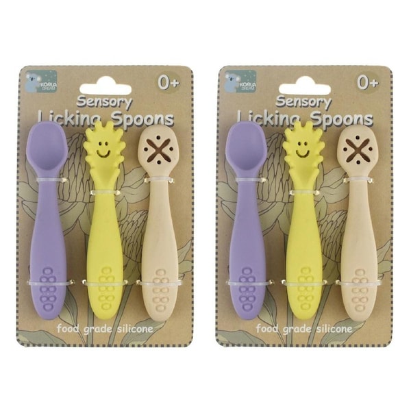 6pc Koala Dream Sensory Silicone Baby/Toddler Licking Spoons Multicolour 0m+