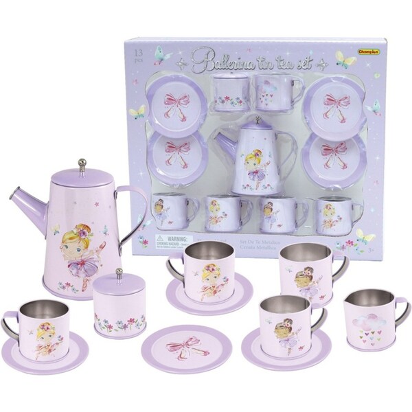 13pc Kaper Kidz Ballerina Kids/Childrens Play Tin Tea Party Mug Toy Set 3y+