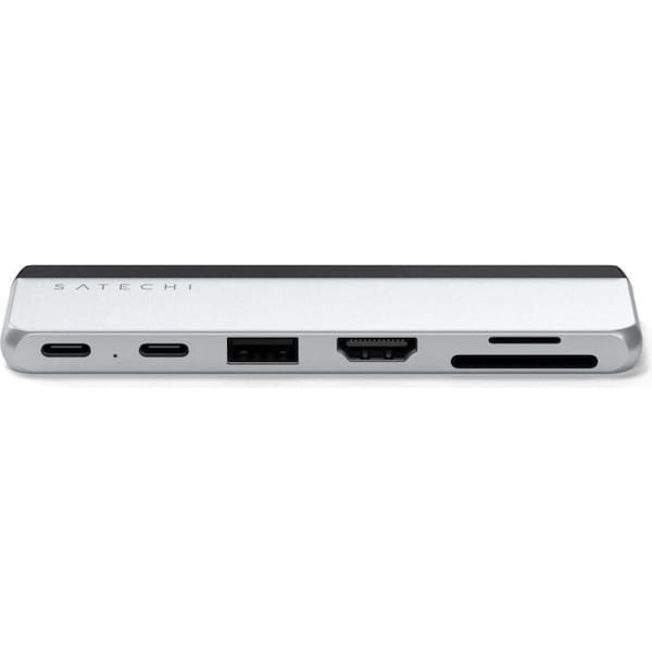 Satechi Dual USB-C Hub to USB-A/HDMI/SD/MicroSD Port For Surface Pro 9 Platinum