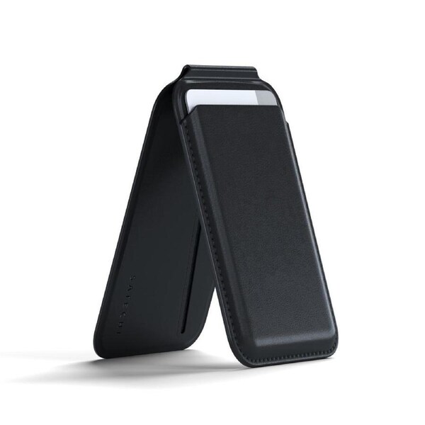 Satechi Magnetic Leather Wallet Stand Holder For Apple iPhone 15 Pro Max Black