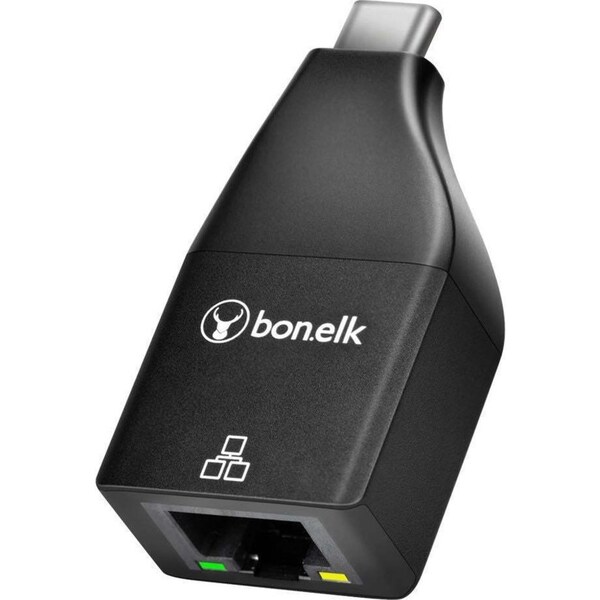 Bonelk USB-C Male To Female Gigabit Ethernet Adapter For Laptop/Desktop Black
