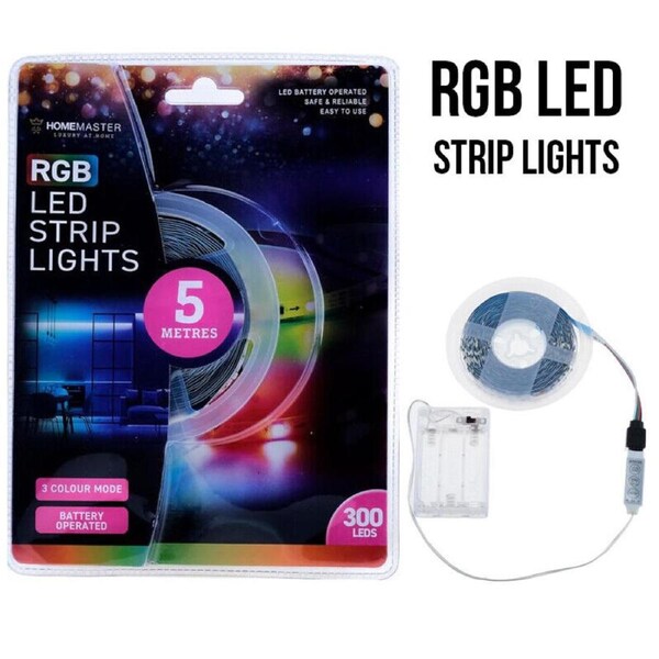 RGB LED Strip Light Battery Operated 5m (Requires 3 x AA Batteries- Not Included)