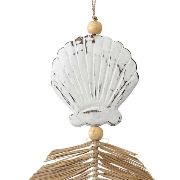 Willow & Silk Handcrafted Wooden Shell w/Grass Wall Art