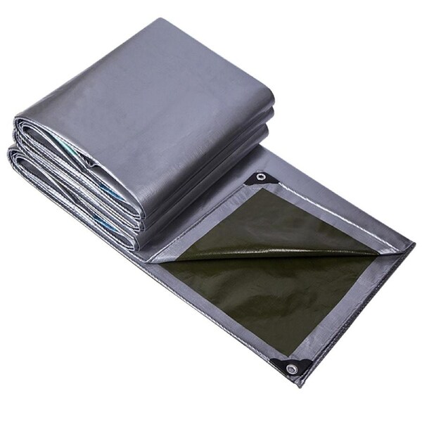 1x Heavy Duty Tarp 6Mx7M Tarpaulin Waterproof Screen Rain Shed Sheet Camping Tent Silver High Reflection Insulation 190GSM
