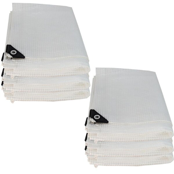 2x Reinforced Grid PVC Cover Clear Tarp 5Mx10M Screen Tarpaulin Waterproof Rain Shed Sheet Greenhouse 135GSM