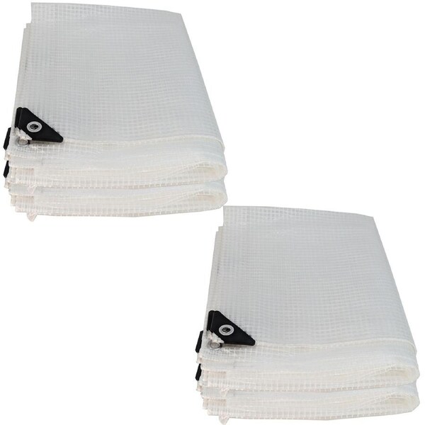 2x Reinforced Grid PVC Cover Clear Tarp 4Mx5M Screen Tarpaulin Waterproof Rain Shed Sheet Greenhouse 135GSM