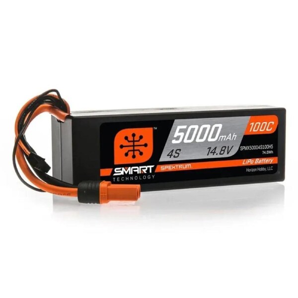 Spektrum 5000mah 4S 14.8v 100C Smart Hard Case LiPo Battery with IC5 Connector
