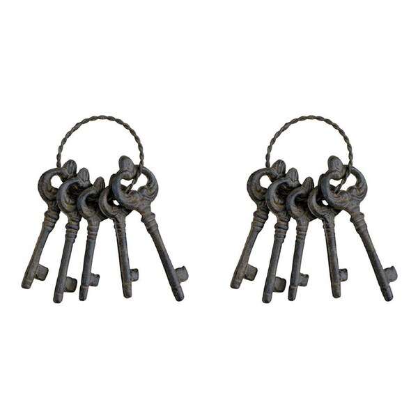 2x Metal 20cm Rustic Keys Outdoor Garden/Yard Ornament Antique Vintage Decor BLK