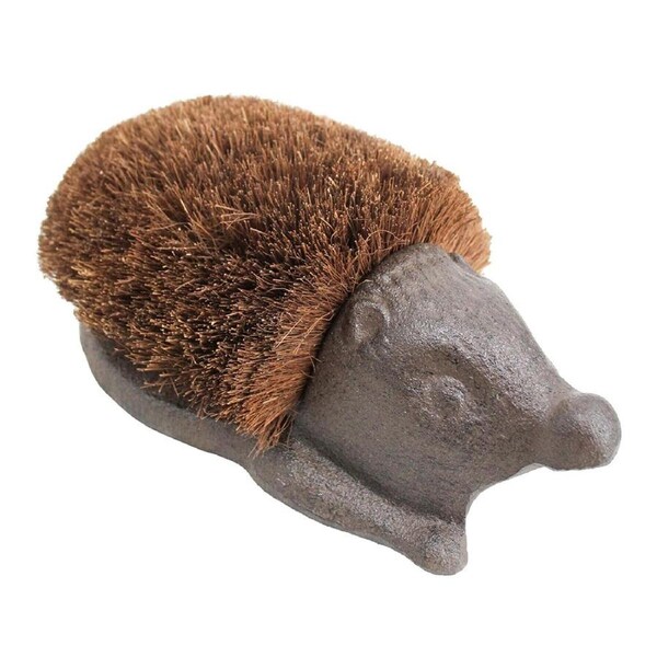 Cast Iron 27cm Shoe Brush Echidna Outdoor Garden Decor Sculpture Ornament Brown