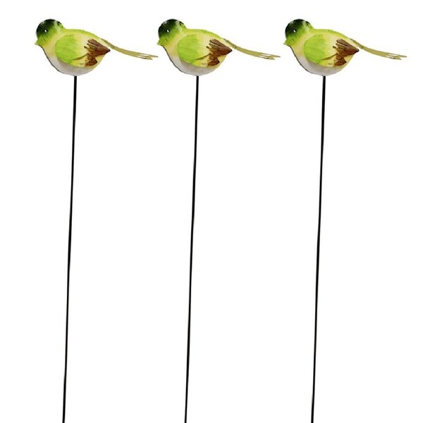 3x Metal 53cm Pot Stake Home/Garden Decorative Lawn Ornament Bora Bora Bird Moss