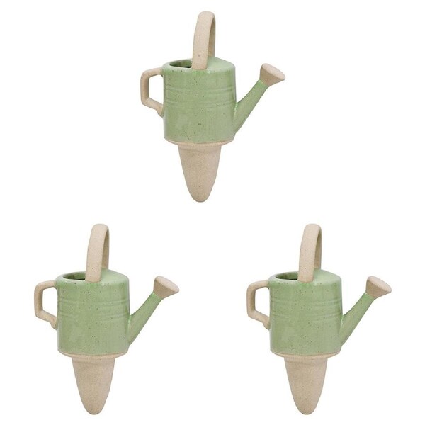 3x Ceramic Stoneware 13cm Water Spike Watering Can Garden Lawn Home Decor Pear