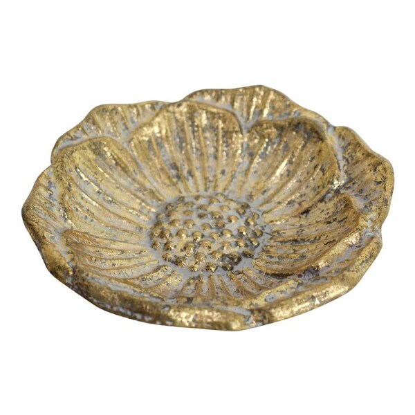 Metal 17.5cm Flower Trinket Plate Home/Garden Vintage Home Decor Display Gold