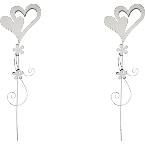 2x Metal 49cm Pot Stake Home/Garden Decorative Lawn/Porch Yard Ornament Hearts