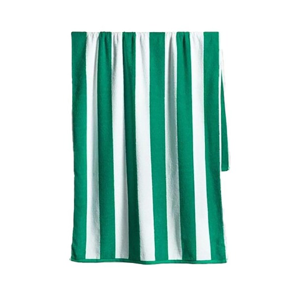 Canningvale Striped Cabana 160cm Cotton Terry Beach Summer Outdoor Towel Emerald