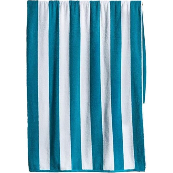 Canningvale Striped Cabana 160cm Cotton Terry Beach Summer Outdoor Towel Teal