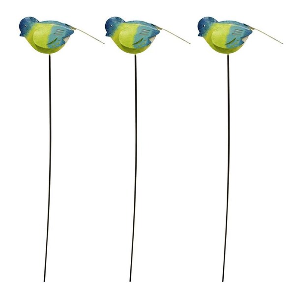 3x Metal 53cm Pot Stake Home/Garden Decorative Lawn Ornament Bora Bora Bird Blue