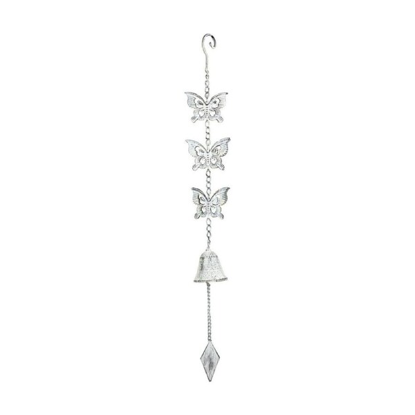 Metal 75cm Hanging 3-Butterfly Bell Chime Outdoor Garden Ornament Decor Silver