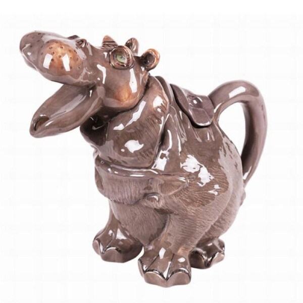 Collectable Novelty Kitchen Blue Sky Hippo China Tea Pot