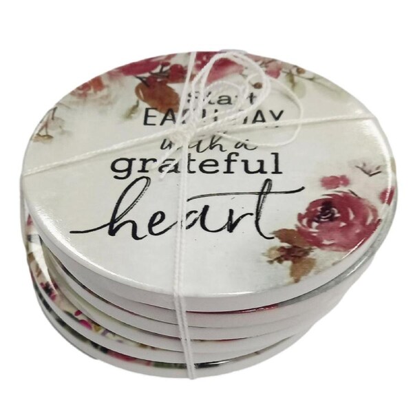 Kitchen Cork Backed Ceramic Coasters Inspirational Set 6 Assorted