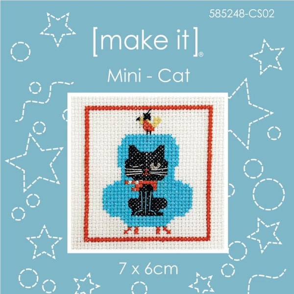 Make It Mini Cat Cross X Stitch Kit for Beginner 7x6cm