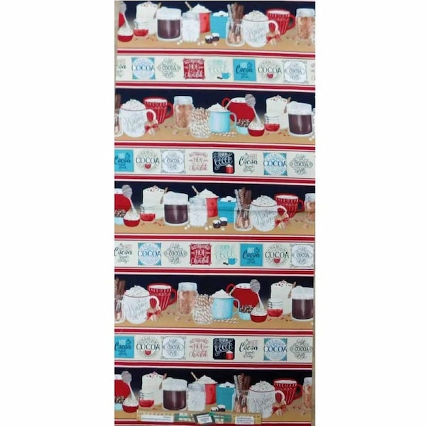 Patchwork Quilting Fabric Coffee Shop Border 1/2m Cut 50x110cm