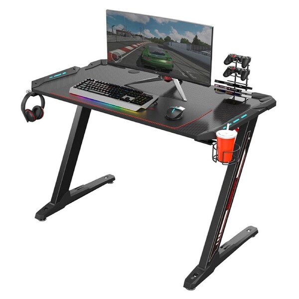 Eureka Ergonomic Z1-S Gaming Desk with LED Lights Black