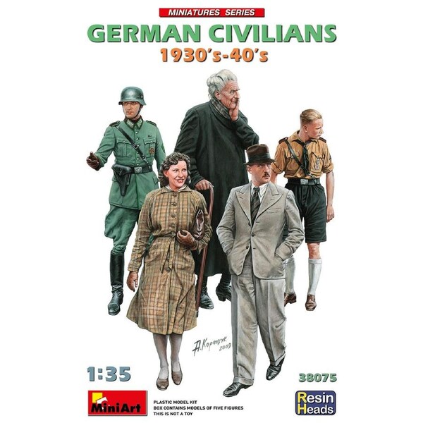 MiniArt 1/35 German Civilians 1930-40s. Resin Heads Plastic Model Kit