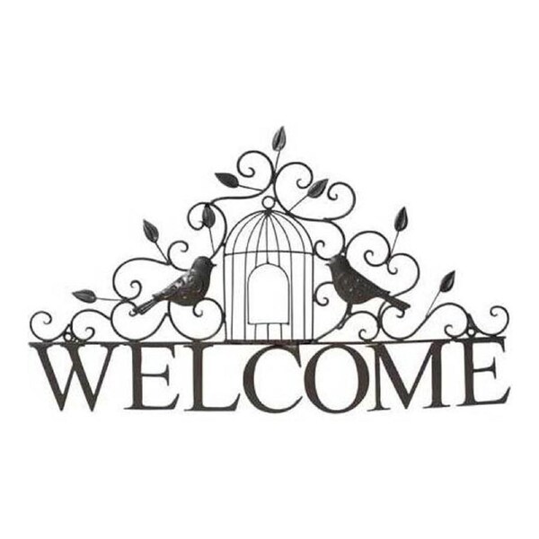 Metal 55cm Welcome w/ Birds Sign Home/Office Front Door/Wall Hanger Decor Plaque