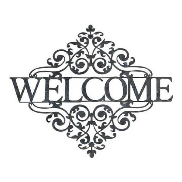 Metal 68cm Welcome Sign Fleur Home/Office Front Door/Wall Hanger Decor Plaque