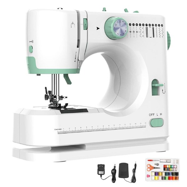 YOPOWER Electric Sewing Machine, Portable Mini Sewing Machine for Beginners, Small Mending Machine w/Extension table