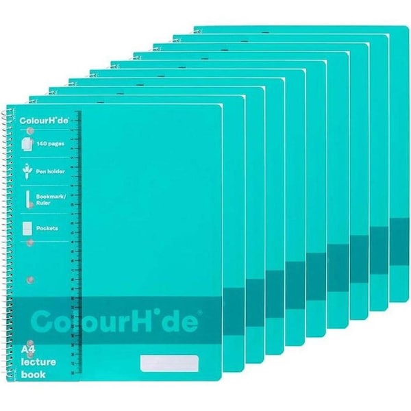 Colourhide Lecture Notebook 140 Page A4 Aqua Blue Pack 10