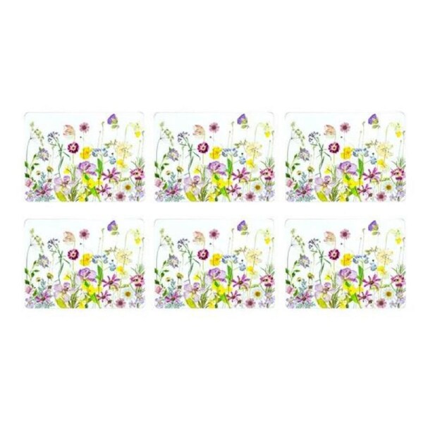 Ashdene Dining Kitchen Pressed Flowers Cork Back Placemats Set 6
