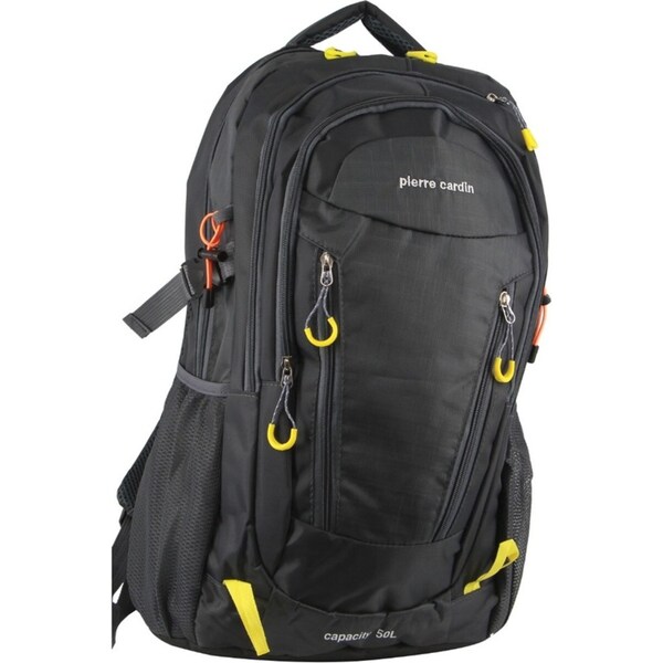 Pierre Cardin Mens Nylon Adventure Travel & Sport Large Backpack Bag in Grey/Black