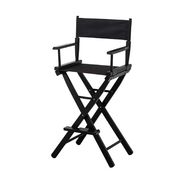 Sarantino Tall Wooden Director’s Chair Kitchen Bar Stool in Black