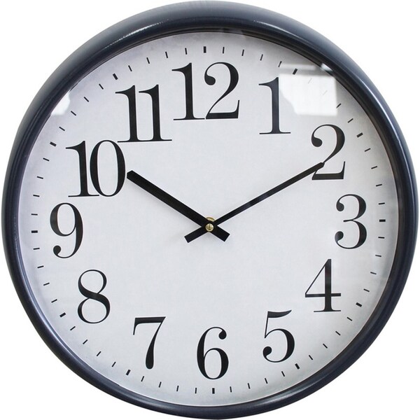 Blackwood Bay Metal Glass 40cm Wall Clock Round Analogue Home/Office Decor Black