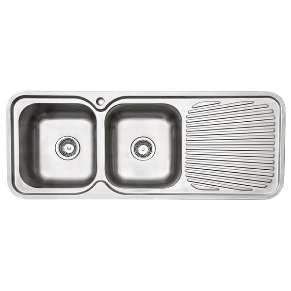 IAG Appliances Left Hand Double Bowl Home Sink With Drainer Stainless Steel