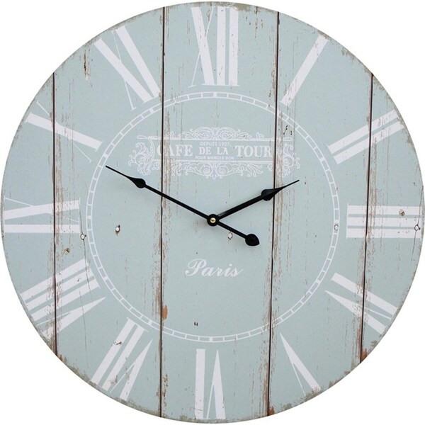 Cafe MDF Metal 58cm Wall Clock Round Analogue Hanging Home/Office Decor Sage
