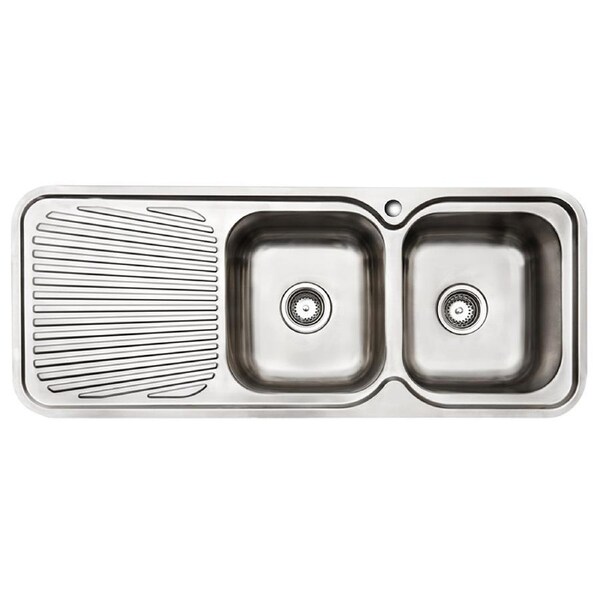 IAG Appliances Double Bowl Right Hand Home Sink With Drainer Stainless Steel