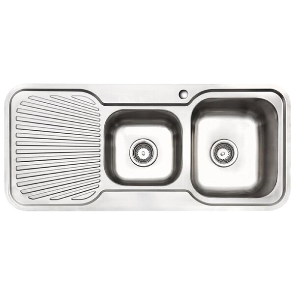 IAG Appliances 1&3/4 Right Hand Bowl Home Sink With Drainer Stainless Steel