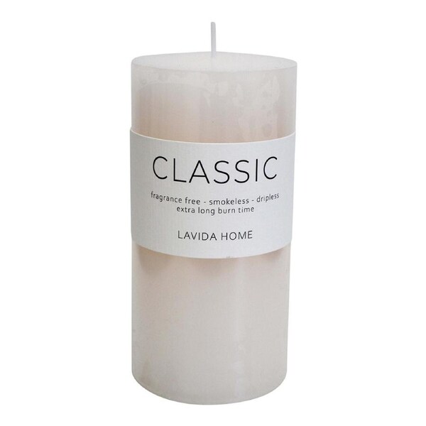 Natural Wax Unscented 7.5x15cm Classic Pillar Candle Fragrance Free Decor White