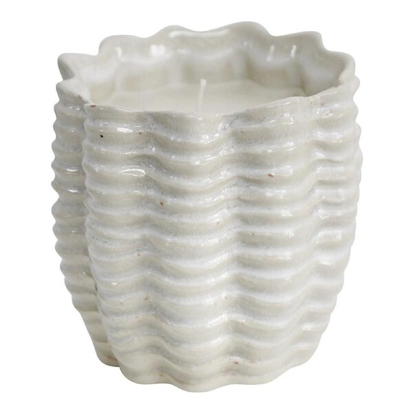 Ceramic 10.5cm Scented Tealight Candle Hamptons Home Fragrance Decor Display WHT