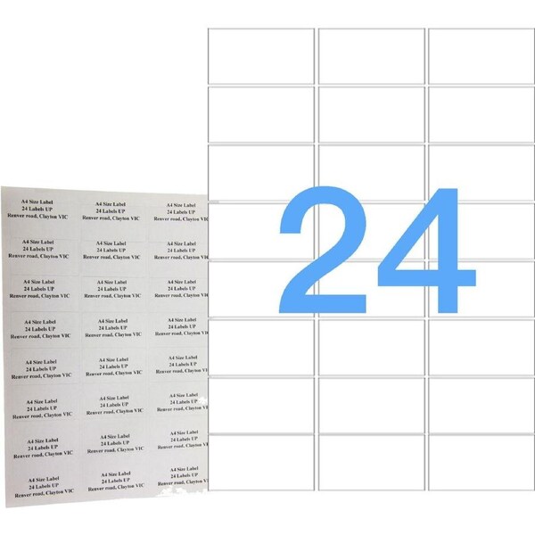 24UP 100 Pack A4 White Labels Self Adhesive Laser & Inkjet Sticker Labels - Avery L7159
