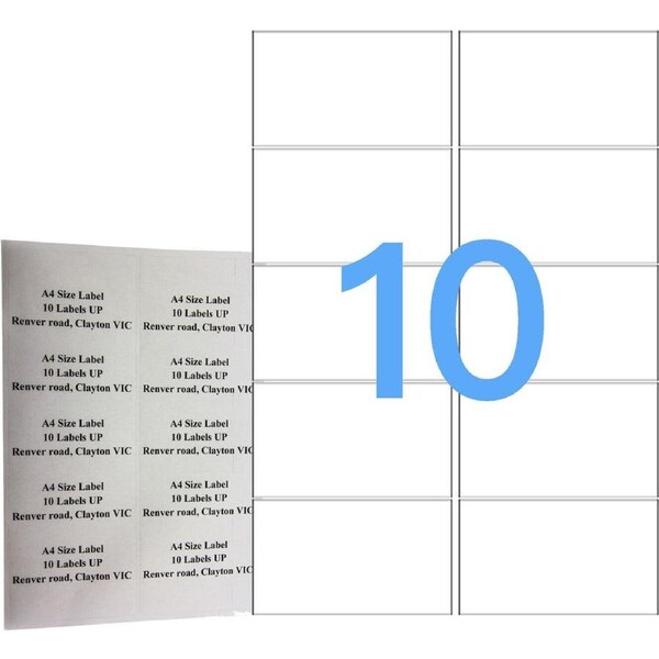 10UP 100 Pack A4 White Labels Self Adhesive Laser & Inkjet Sticker Labels - Avery code L7173