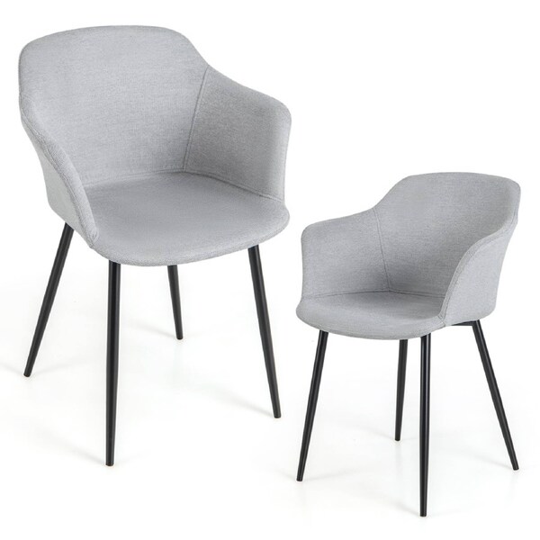Giantex 2x Armchair Lounge Chair Modern Accent Chairs w/Metal Legs & Ergonomic Backrests Upholstered Dining Chair