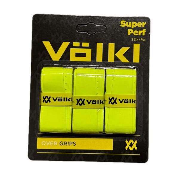 Volkl Super Perf Over Grip Neon Yellow Overgrip Tennis Squash Badminton - 3 Pack