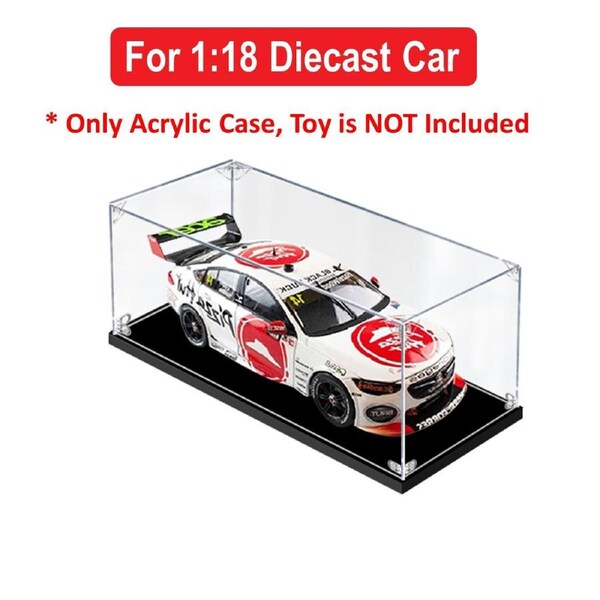 Acrylic Display Case for 1:18 BIANTE PIZZA HUT BJR HOLDEN ZB COMMODORE 2021 TOWNSVILLE 500 #14 HAZELWOOD Diecast Car Model Figure Storage Box Dust Proof Glue Free
